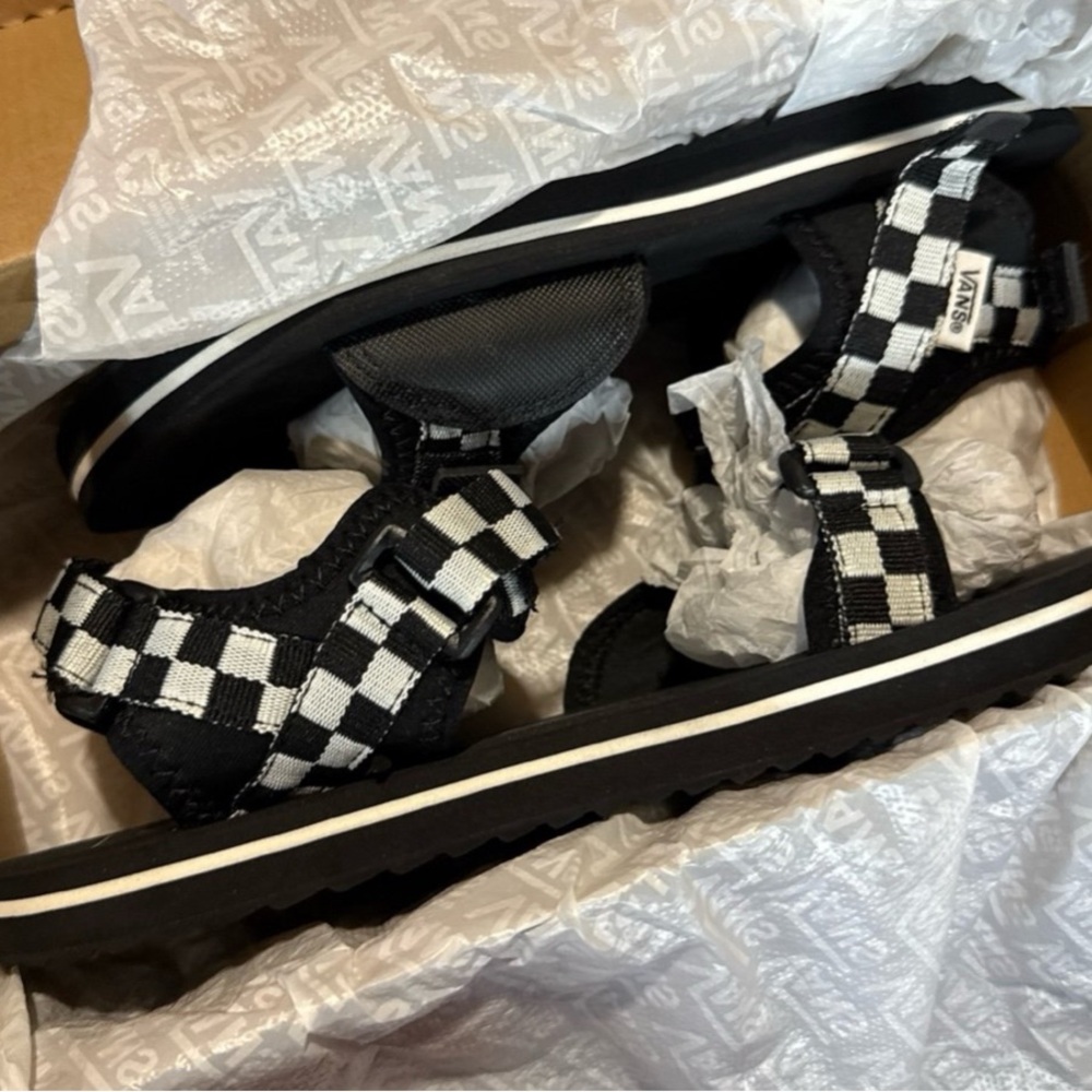 Vans Black and White Checkered Sandals